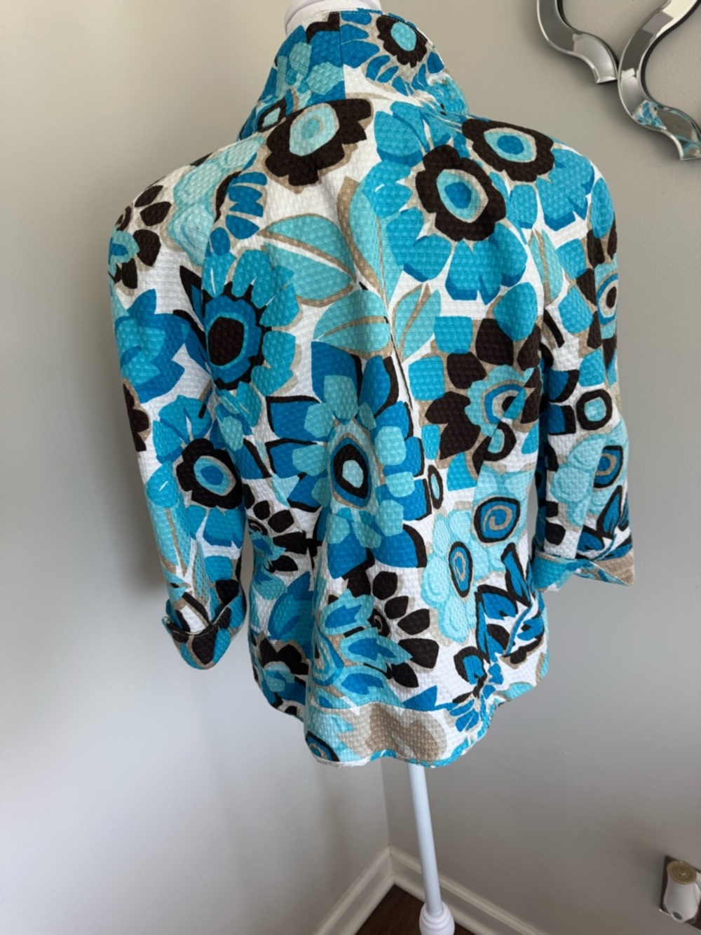 Turquoise Floral Button-Front Jacket - Picture 4 of 5